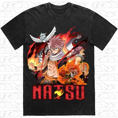 Natsu Dragneel artwork printed on AS Colour Heavy Stone Tee (front view)
