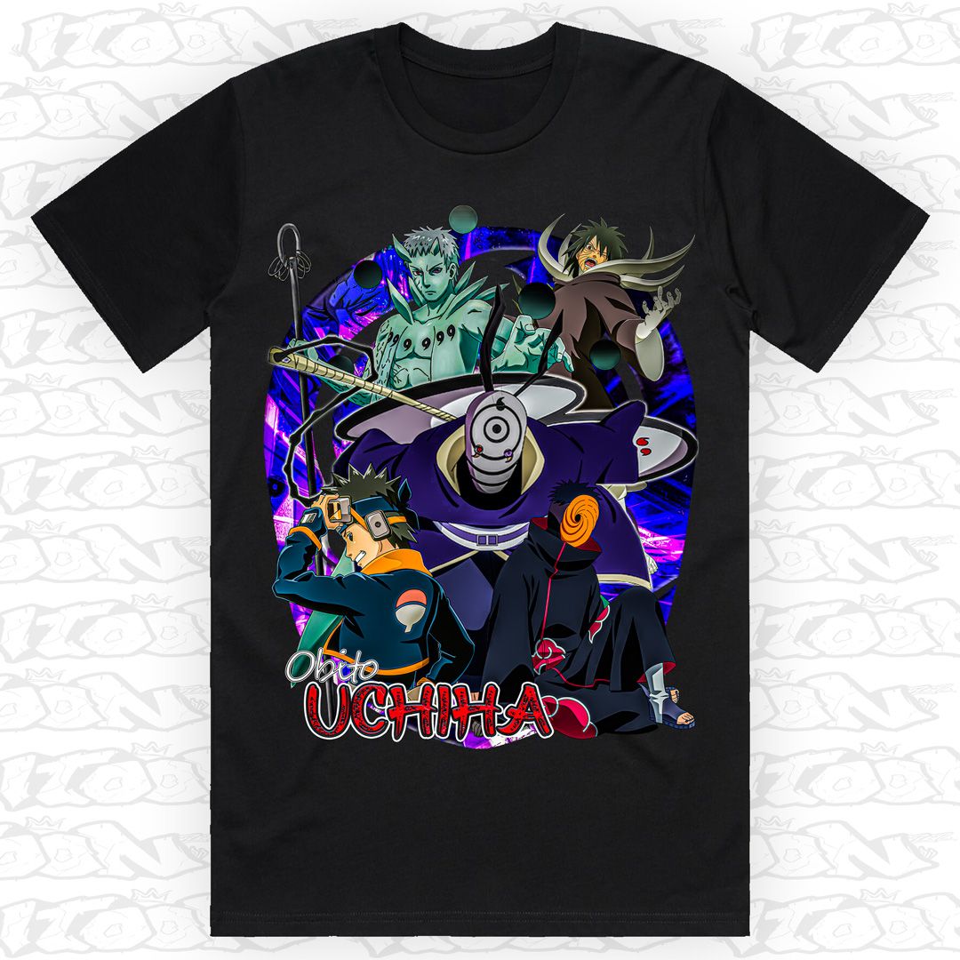 Obito Uchiha, Style: Block Tee, Colour: Black