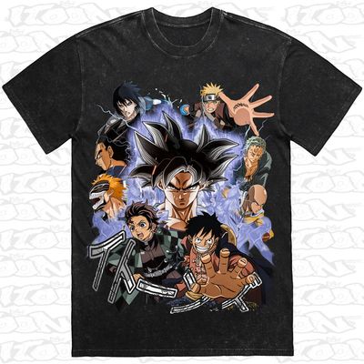 Powerhouse Edition anime crossover artwork printed on AS Colour Heavy Stone Tee (front view)
