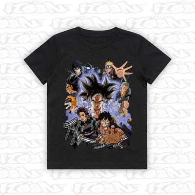 Powerhouse Edition anime crossover artwork printed on AS Colour Kids Tee (front view)
