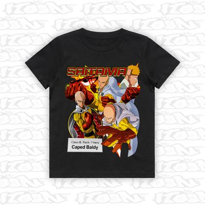 Saitama artwork printed on AS Colour Kids Tee (front view)
