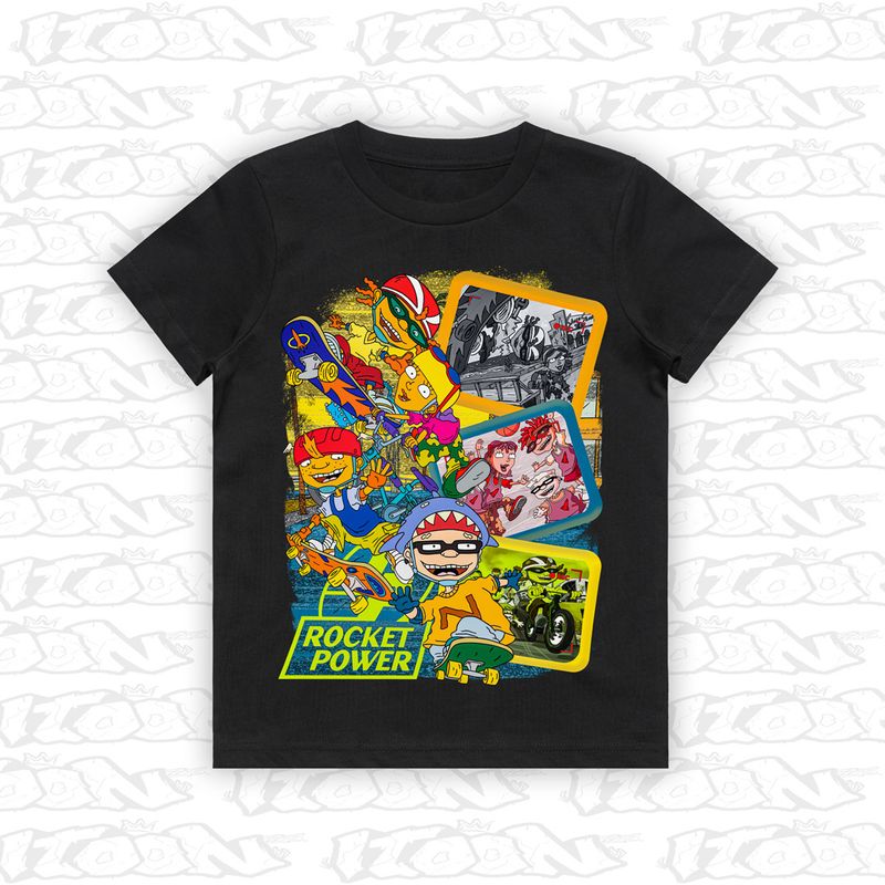 Rocket Power artwork printed on AS Colour Kids Tee (front view)
