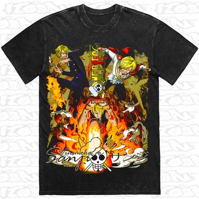 Vinsmoke Sanji artwork printed on AS Colour Heavy Stone Tee (front view)
