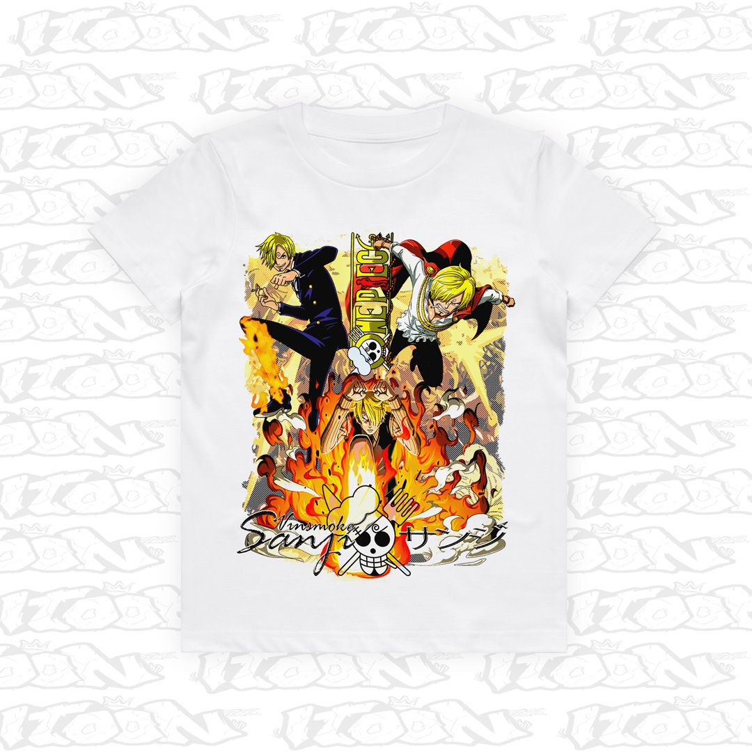 Vinsmoke Sanji Kids, Style: Kids Tee, Colour: White