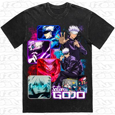 Satoru Gojo artwork printed on AS Colour Heavy Stone Tee (front view)
