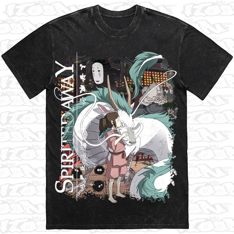 Spirited Away artwork printed on AS Colour Heavy Stone Tee (front view)
