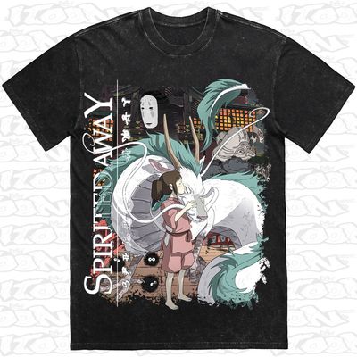 Spirited Away artwork printed on AS Colour Heavy Stone Tee (front view)
