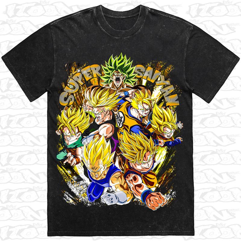 Super Saiyan artwork printed on AS Colour Heavy Stone Tee (front view)
