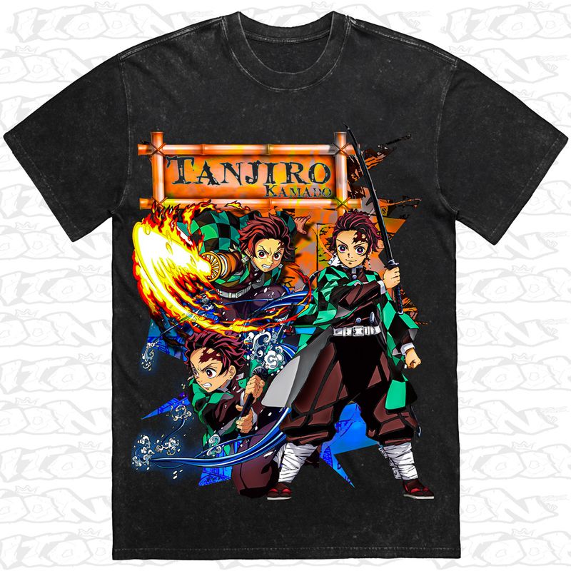Tanjiro Kamado artwork printed on AS Colour Heavy Stone Tee (front view)
