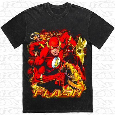 The Flash artwork printed on AS Colour Heavy Stone Tee (front view)
