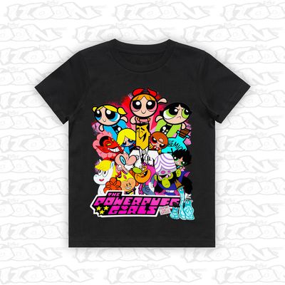 The Powerpuff Girls artwork printed on AS Colour Kids Tee (front view)
