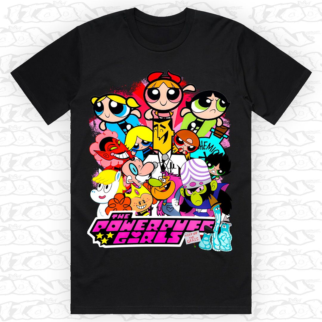 The Powerpuff Girls, Style: Block Tee, Colour: Black