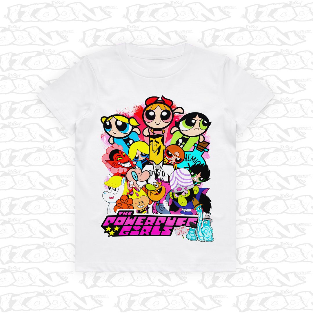 The Powerpuff Girls Kids, Style: Kids Tee, Colour: White