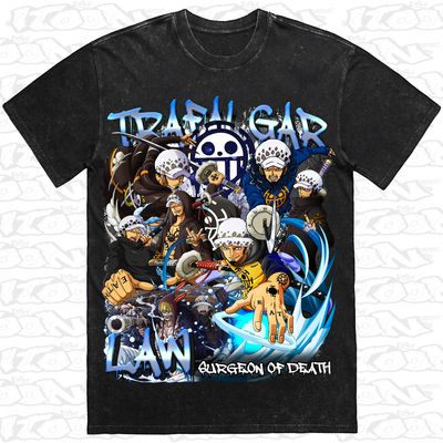 Trafalgar Law artwork printed on AS Colour Heavy Stone Tee (front view)

