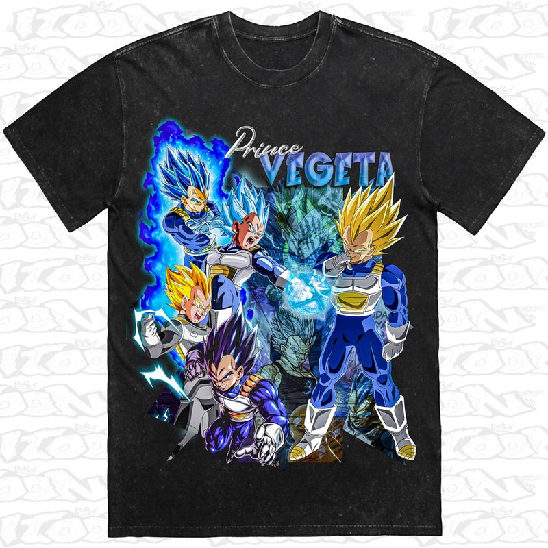 Vegeta artwork printed on AS Colour Heavy Stone Tee (front view)
