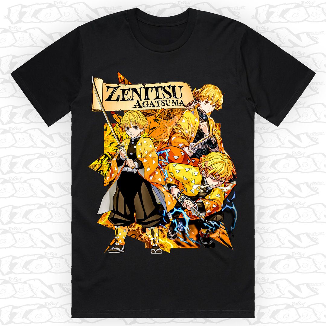 Zenitsu Agatsuma, Style: Block Tee, Colour: Black