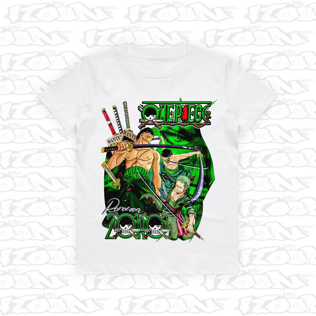 Roronoa Zoro Kids, Style: Kids Tee, Colour: White