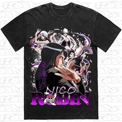 Nico Robin artwork printed on AS Colour Heavy Stone Tee (front view)

