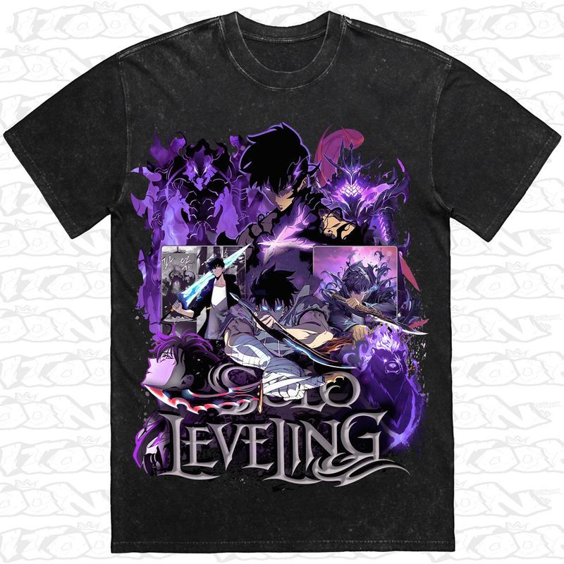Solo Leveling artwork printed on AS Colour Heavy Stone Tee (Front view)
