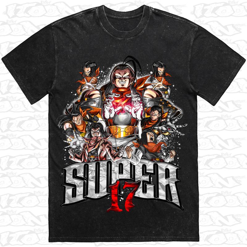 Super 17 artwork printed on AS Colour Heavy Stone Tee (Front view)
