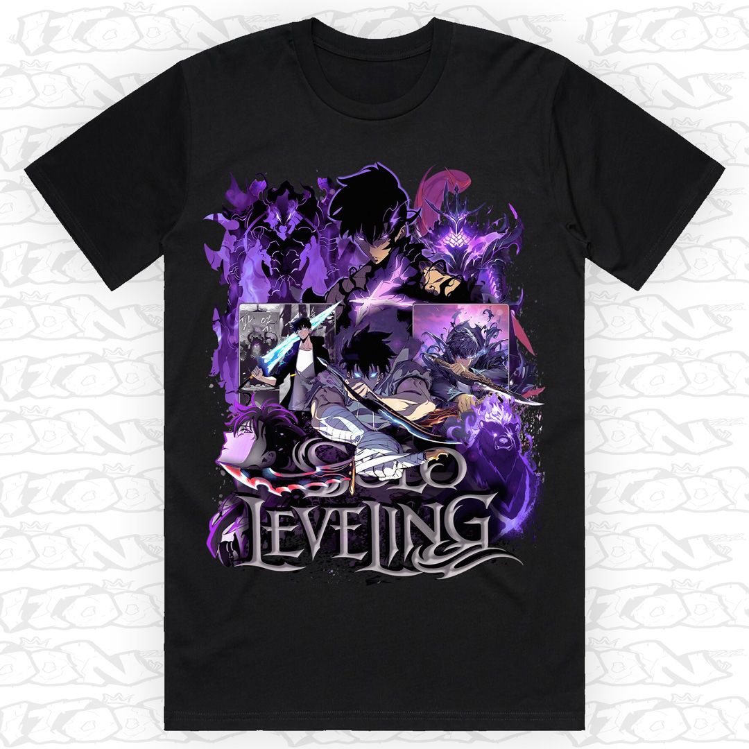 Solo Leveling, Style: Block Tee, Colour: Black