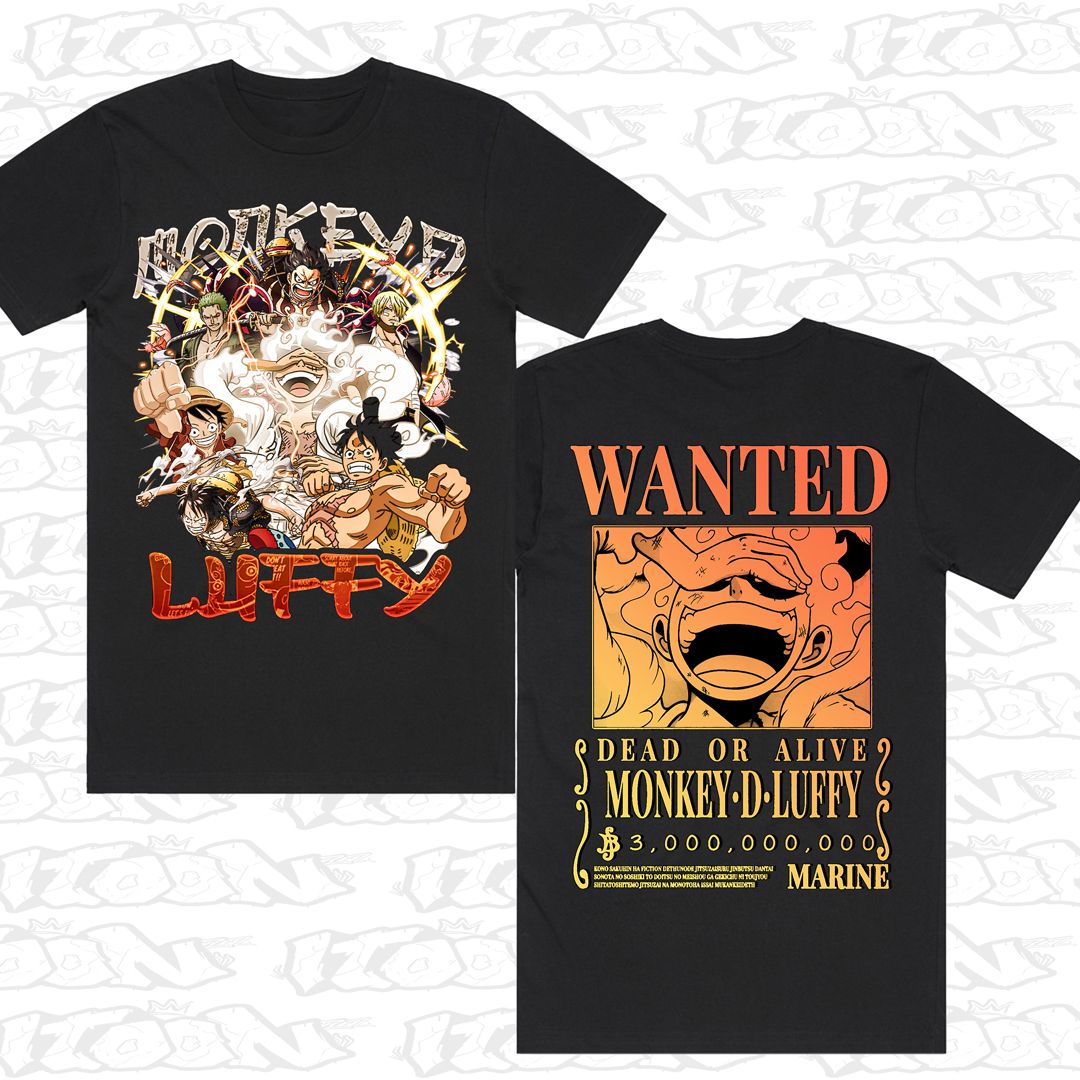 Monkey D. Luffy, Style: Block Tee, Colour: Black