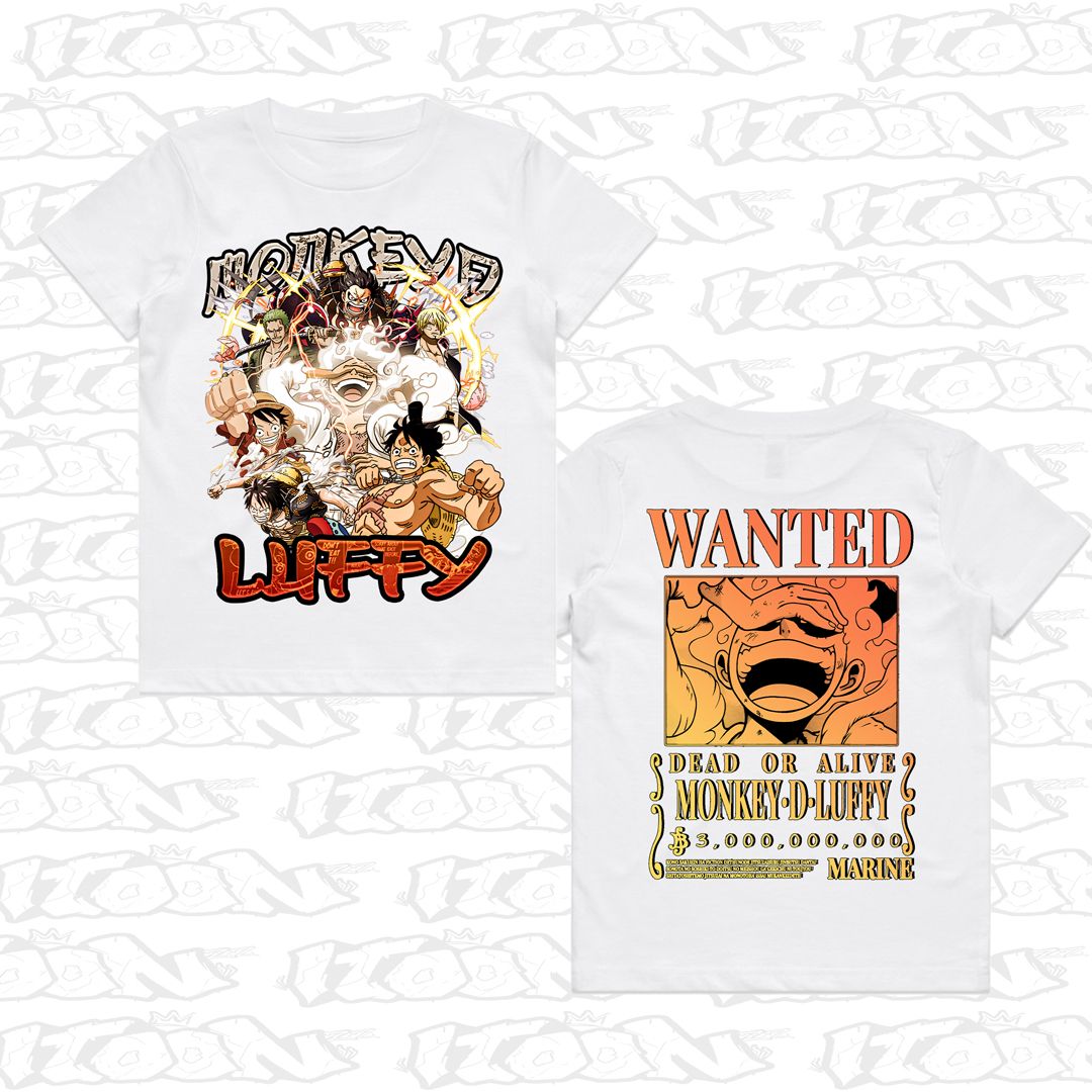 Luffy Kids, Style: Kids Tee, Colour: White