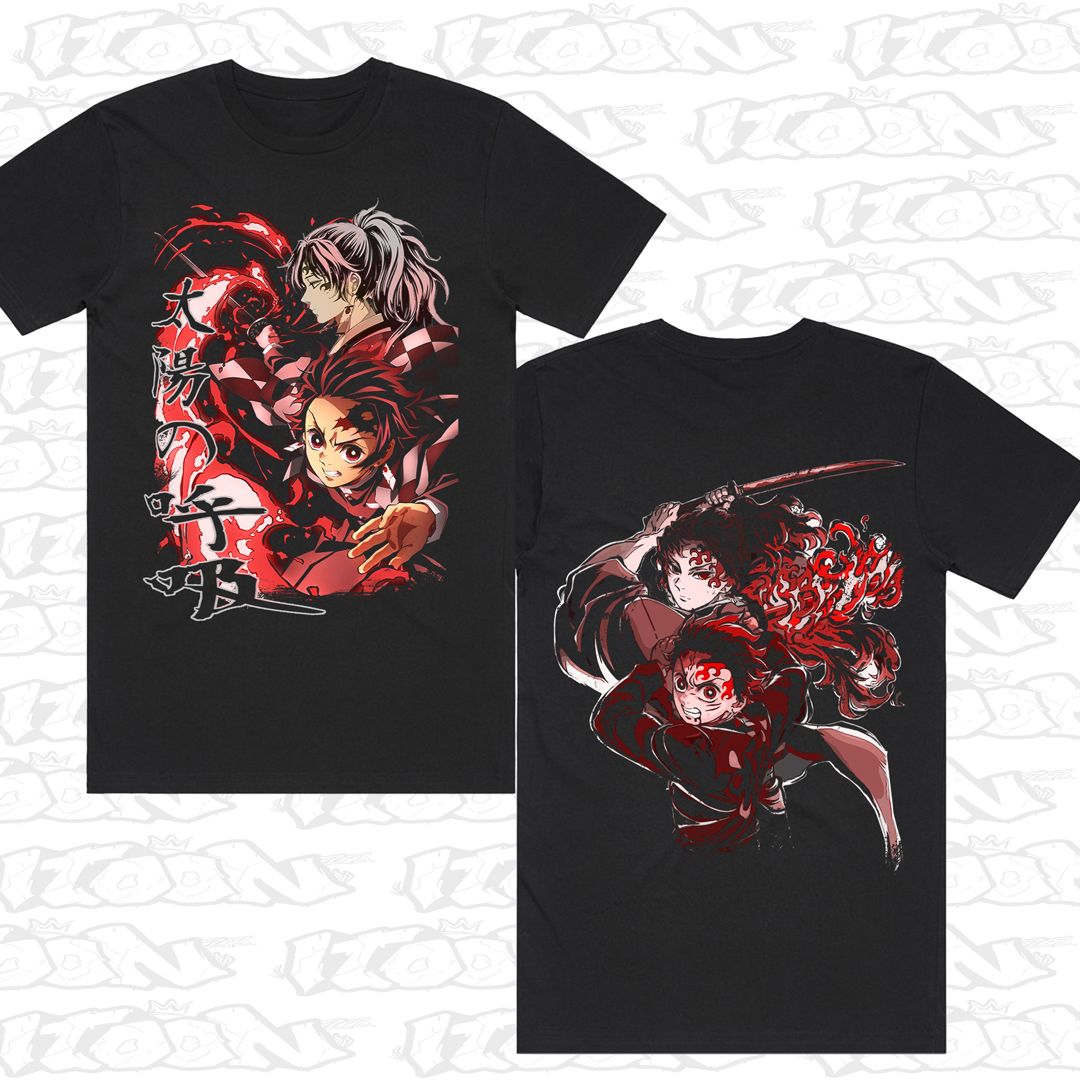 Demon Slayer - Sun Breathing, Style: Block Tee, Colour: Black
