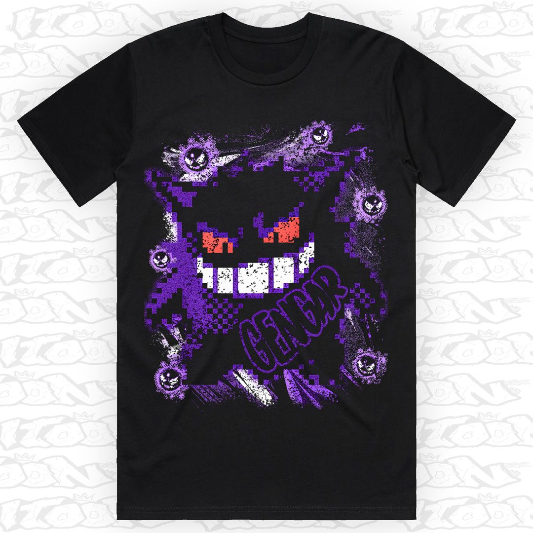 Retro Gengar, Style: Block Tee, Colour: Black