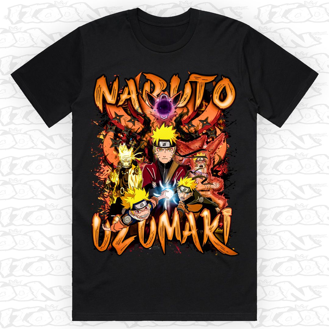 Naruto Uzumaki, Style: Block Tee, Colour: Black