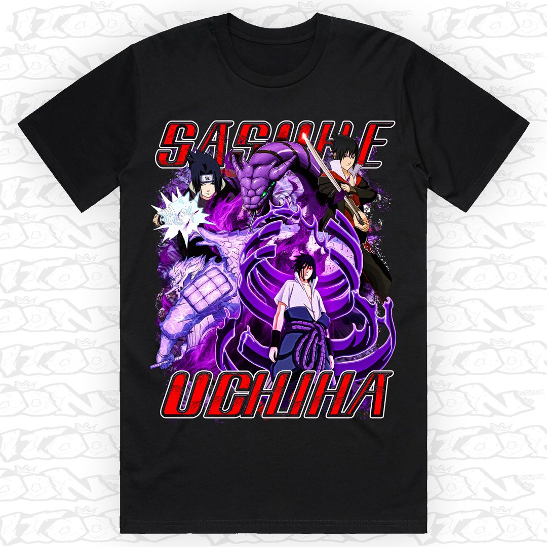 Sasuke Uchiha, Style: Block Tee, Colour: Black