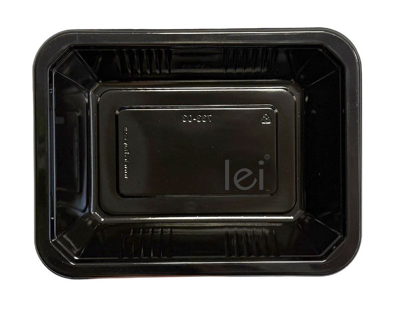 lei Meal Prep Tray (Black PP/PE Sealant) 1.6" (Sold by the case/MOQ 2 cases)