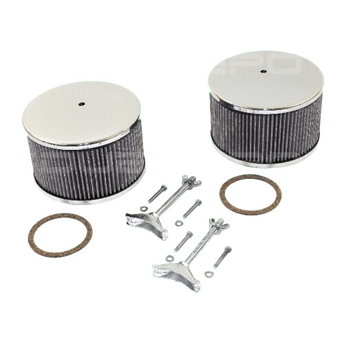 Air Cleaner Kit, Round, Chrome, 40/44mm Dual Carburettors