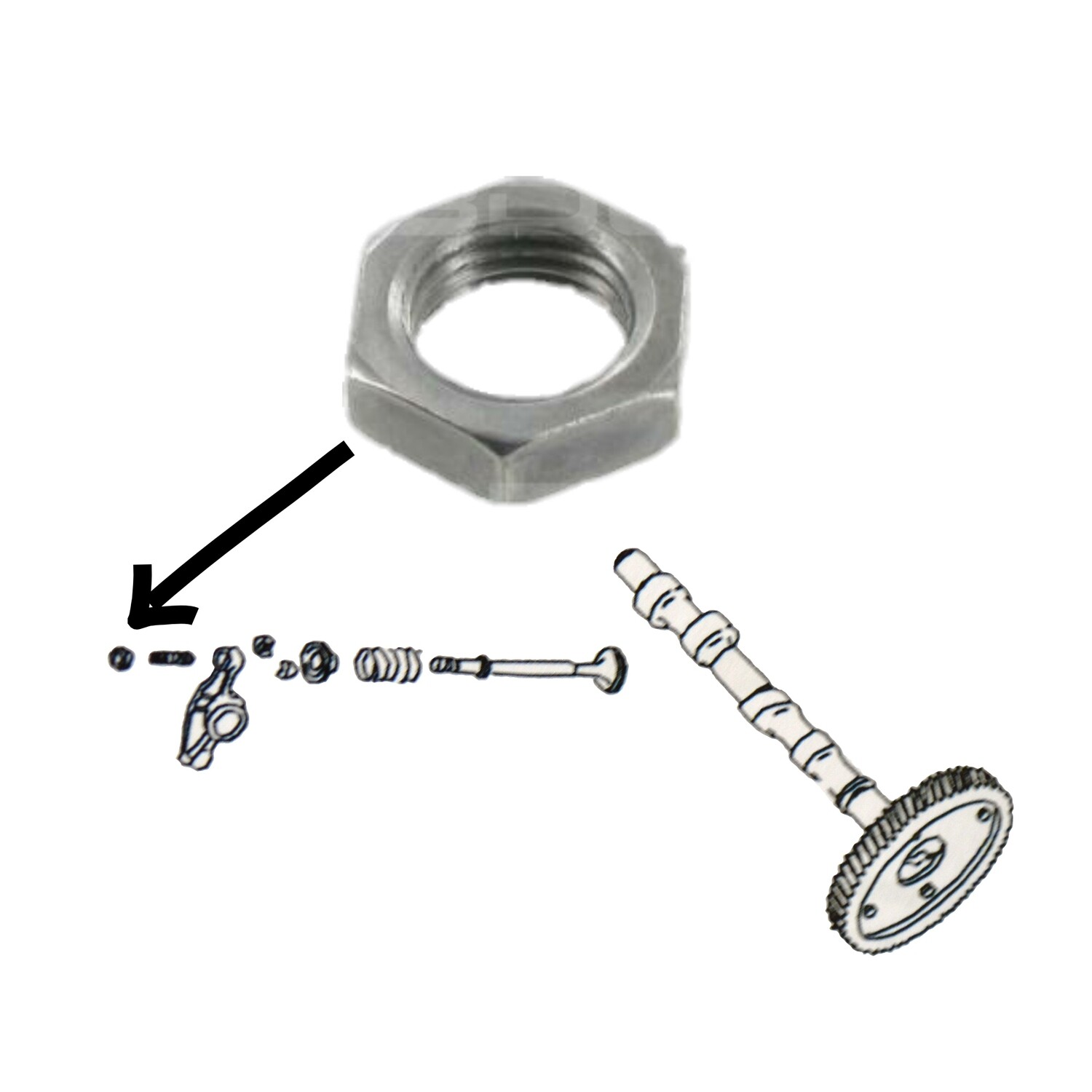 Valve Rocker Screw Adjusting Nut, 1.7lt to 2lt