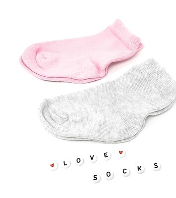 0 Girls' socks - Grey & Pink