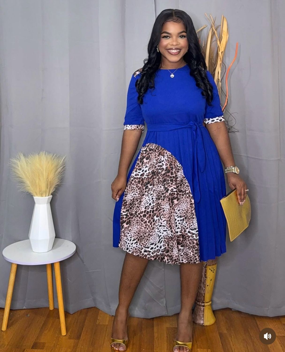 Cheetah &amp; lady Dress (blue )