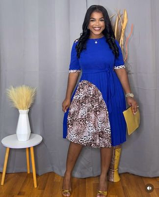 Cheetah &amp; lady Dress (blue )