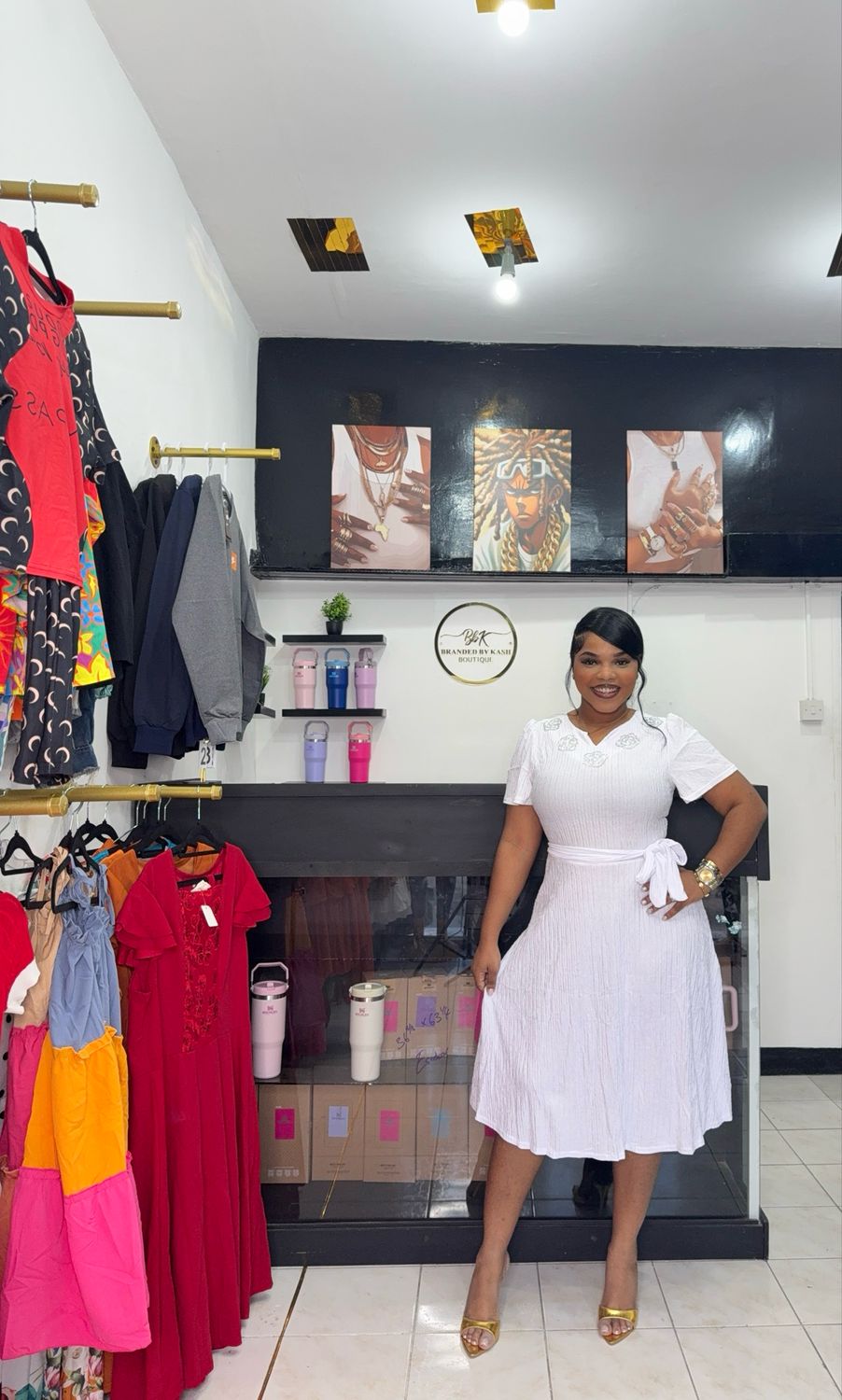 Glitter rose Dress (white)