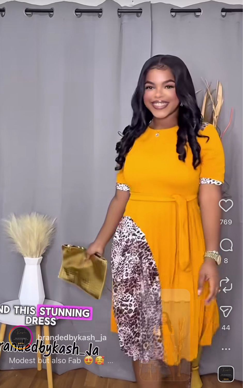 Cheetah &amp; lady Dress (mustard)