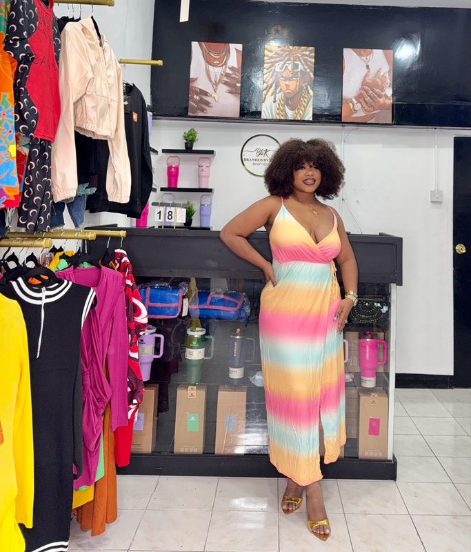 Macsi maxi Dress (yellow &amp; Pink $