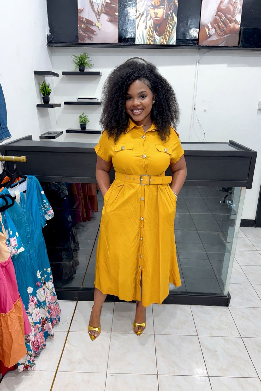 Belted Dress (mustard)