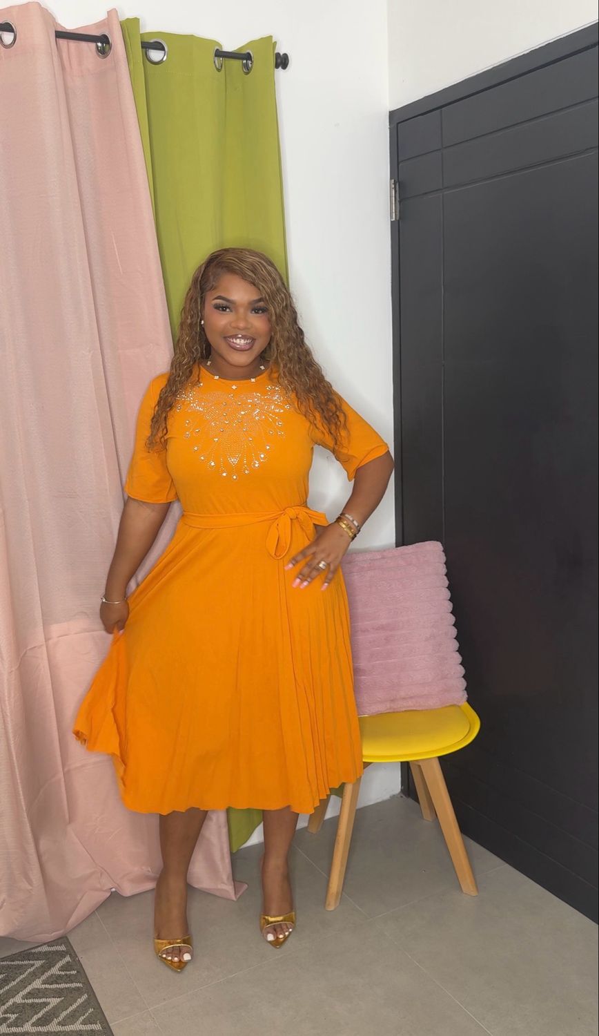 Glitz &amp; Pleatz Dress (orange)