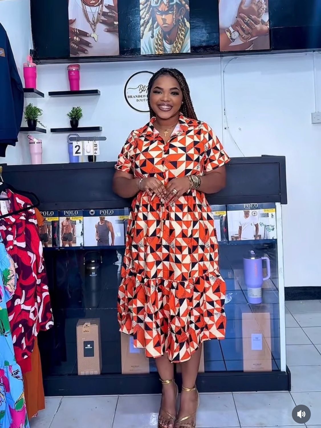 Patterned Orange Dresse