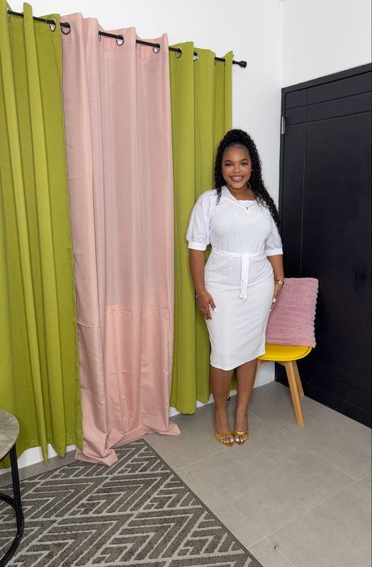 Prints &amp; zip Dress ( White)