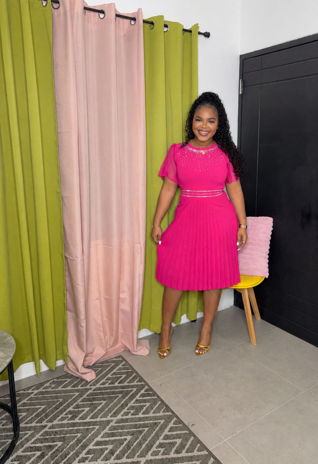 Sparkly Belt Dress (pink)