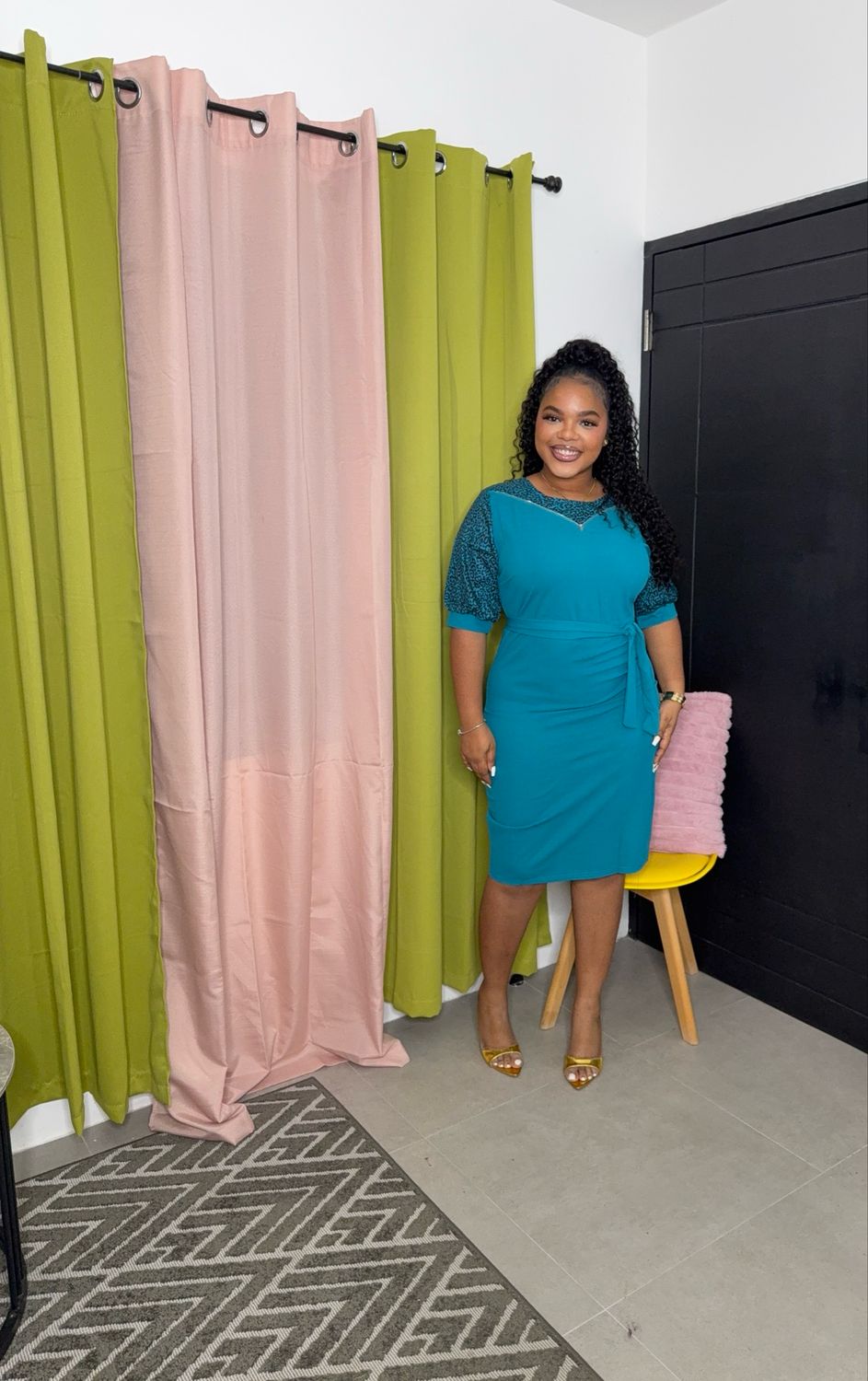 Prints &amp; zip Dress ( Navy Blue )