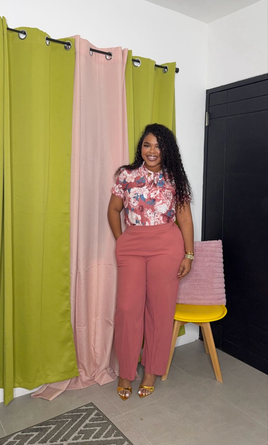 Miss Efficient Pants Set (peach)