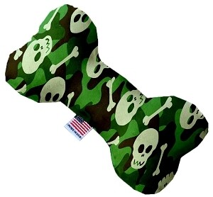 Green Camo Skulls Bone Dog Toy