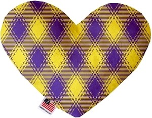 Purple and Yellow Plaid Heart Dog Toy
