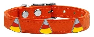 Candy Corn Widget Genuine Leather Dog Collar